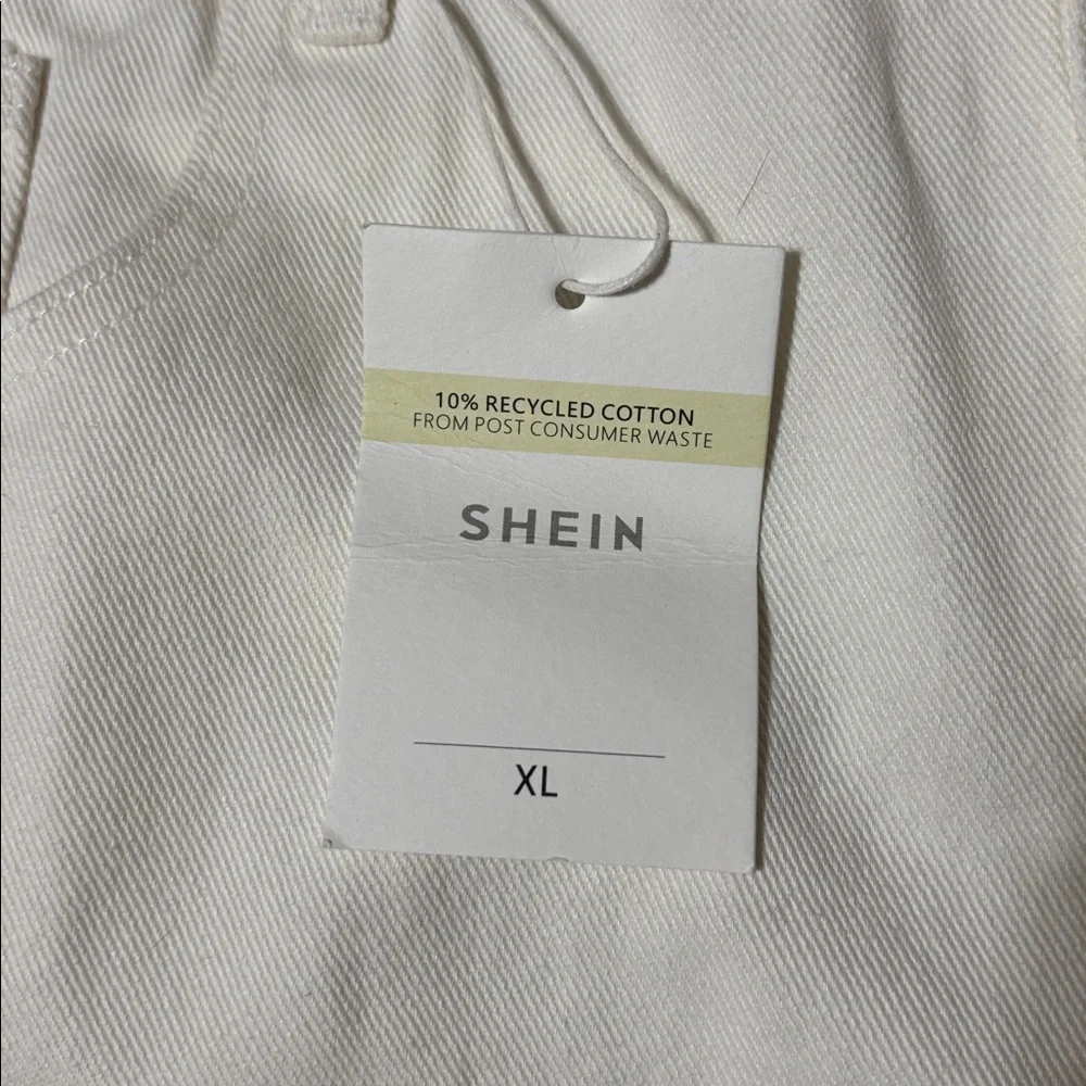 SHEIN White Denim Straight Leg Jeans Women